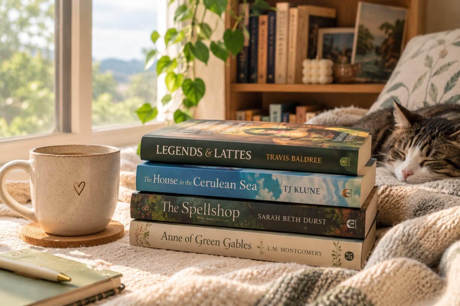 Woman relaxing with cozy and nostalgic fiction